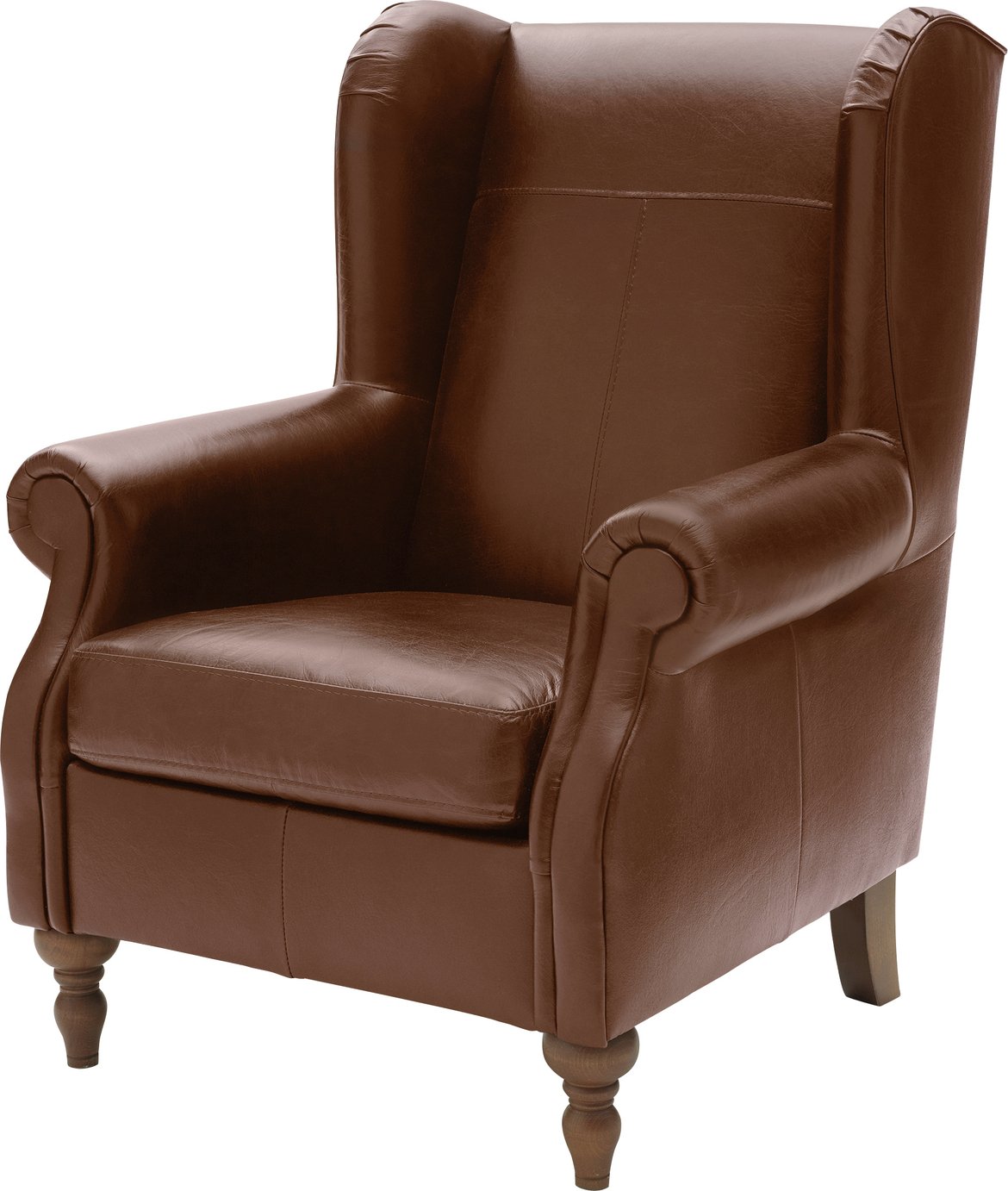 Argos Home Argyll Leather High Back Chair - Tan