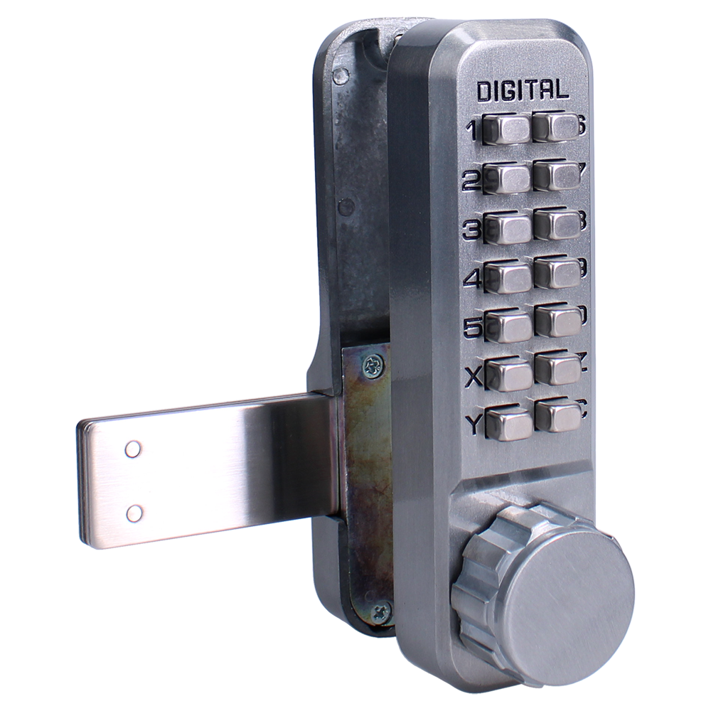 LOCKEY 2200 Series Digital Lock With Rim Dead Bolt - Satin Chrome LOCKEY 2200 Series Digital Lock With Rim Dead Bolt - Satin Chrome
