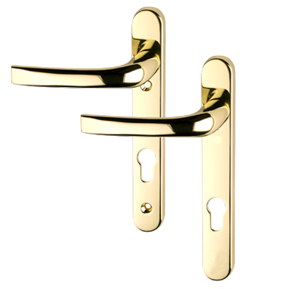 ASEC 92 Lever UPVC Furniture - 220mm Backplate Plated ASEC 92 Lever UPVC Furniture - 220mm Backplate Plated