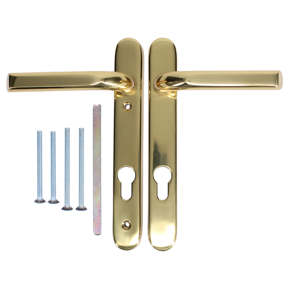 ASEC 92 Lever UPVC Furniture - 220mm Backplate Plated ASEC 92 Lever UPVC Furniture - 220mm Backplate Plated