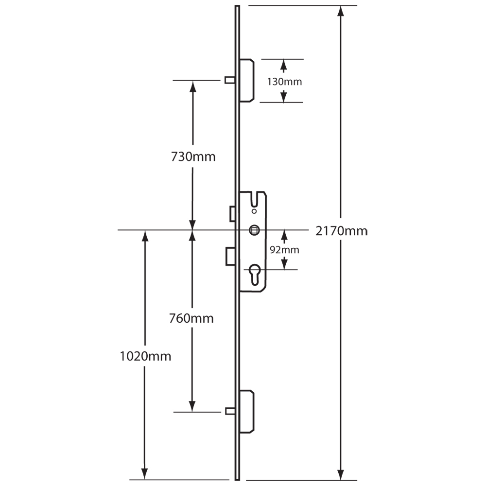 KFV Lever Operated Latch & Deadbolt Long Version - 2 Round Bolt KFV Lever Operated Latch & Deadbolt Long Version - 2 Round Bolt