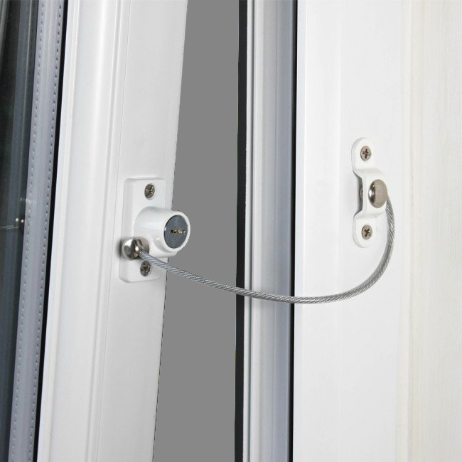 Asec Vital 200mm x 3.5mm Lockable Cable Window Restrictor - 200mm White