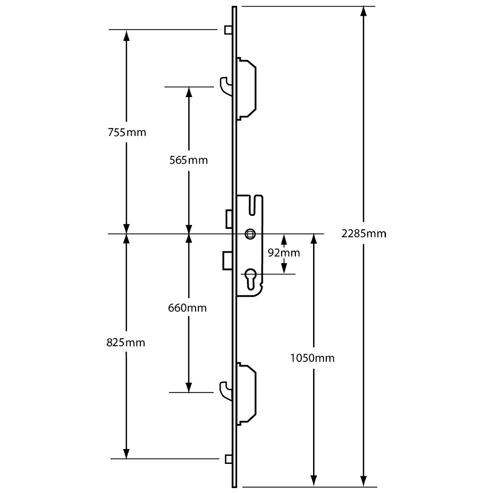 GU Lever Operated Latch & Deadbolt Split Spindle - 2 Hook 2 Outboard Roller 35/92 GU Lever Operated Latch & Deadbolt Split Spindle - 2 Hook 2 Outboard Roller 35/92