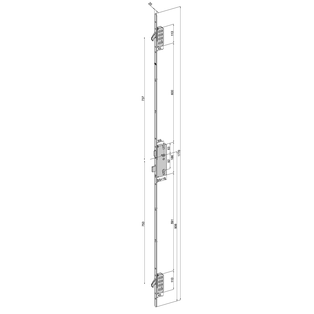 WINKHAUS Trulock STV-F 2070 M2 20mm Radius Faceplate With 2 Hooks Keywind Action (KTA) WINKHAUS Trulock STV-F 2070 M2 20mm Radius Faceplate With 2 Hooks Keywind Action (KTA)