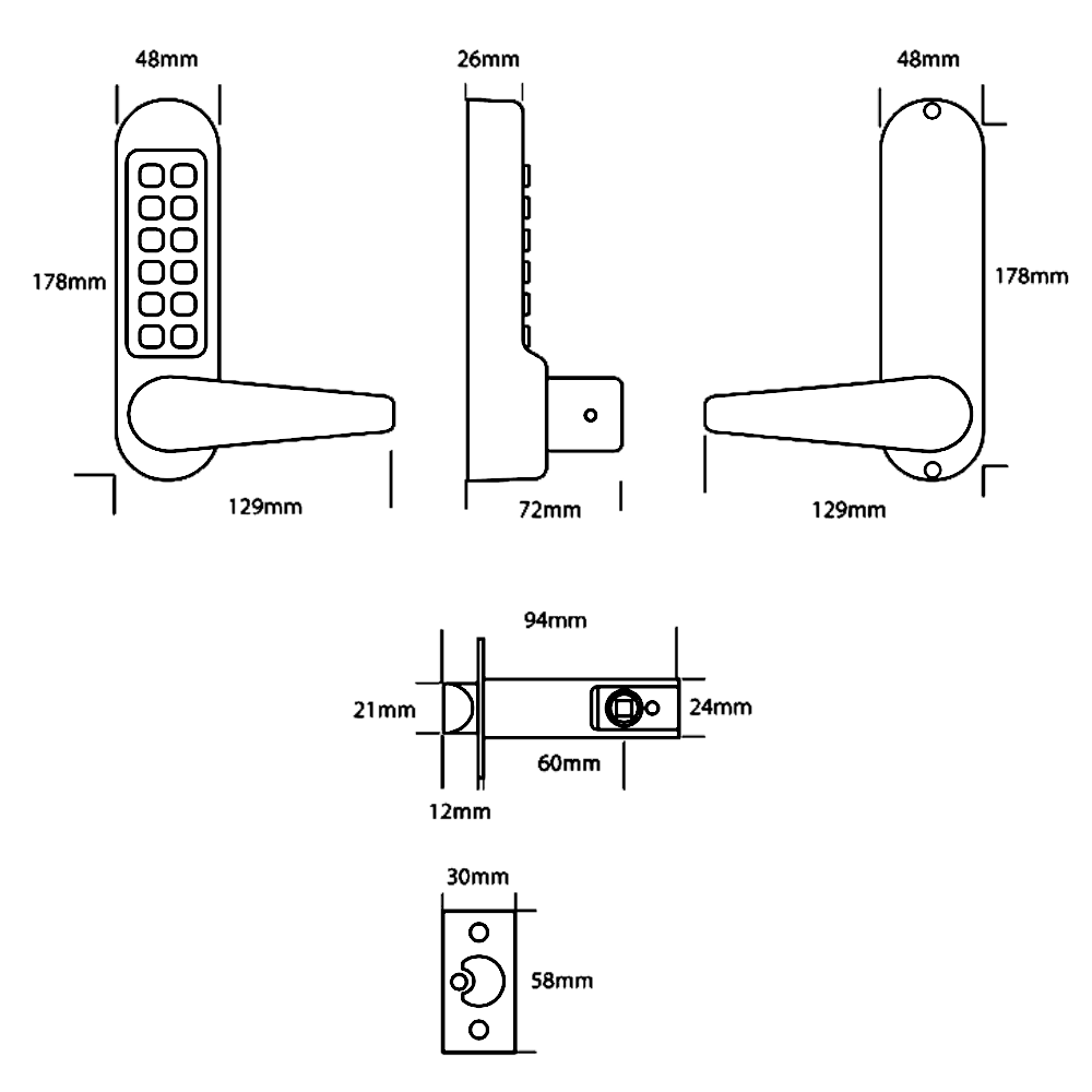 ASEC AS4300 Series Lever Operated Digital Lock With Clutched Handle & 60mm Latch AS4302 Free Passage - Stainless Steel ASEC AS4300 Series Lever Operated Digital Lock With Clutched Handle & 60mm Latch AS4302 Free Passage - Stainless Steel