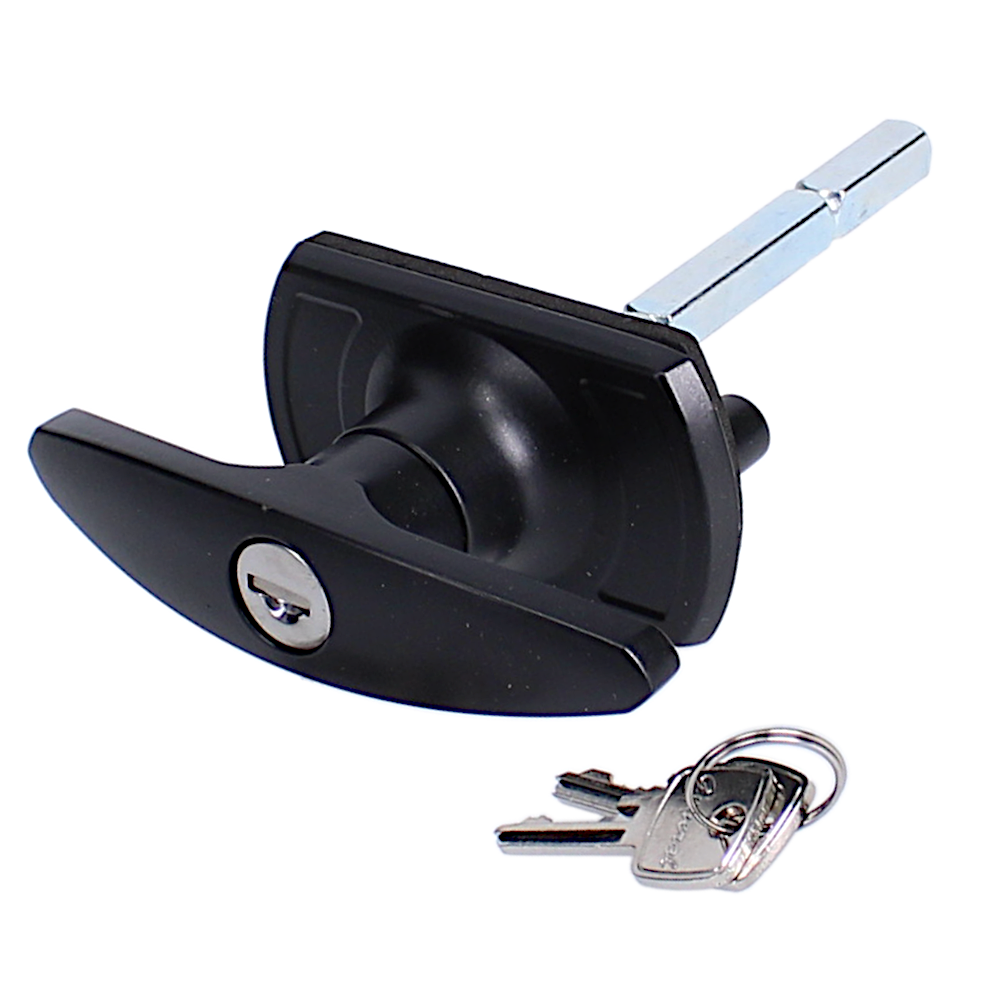 CARDALE Garage Door T-Handle Square Spindle With Screwhole In End Black CARDALE Garage Door T-Handle Square Spindle With Screwhole In End Black