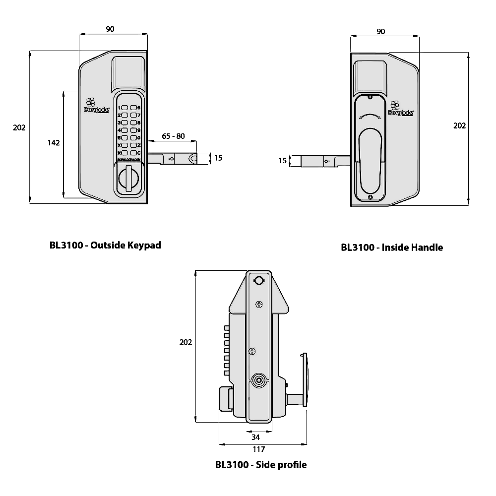 BORG LOCKS BL3100 ECP Knob Operated Marine Grade Metal Gate Single Digital Lock With Key Override - Black (Marine Grade Pro) BORG LOCKS BL3100 ECP Knob Operated Marine Grade Metal Gate Single Digital Lock With Key Override - Black (Marine Grade Pro)