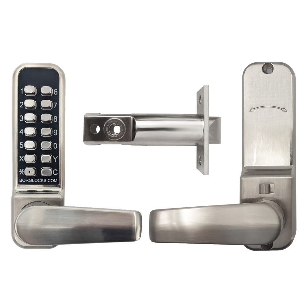 BORG LOCKS BL2401 Easicode Digital Lock With Optional Holdback Satin Steel - Satin Stainless Steel BORG LOCKS BL2401 Easicode Digital Lock With Optional Holdback Satin Steel - Satin Stainless Steel