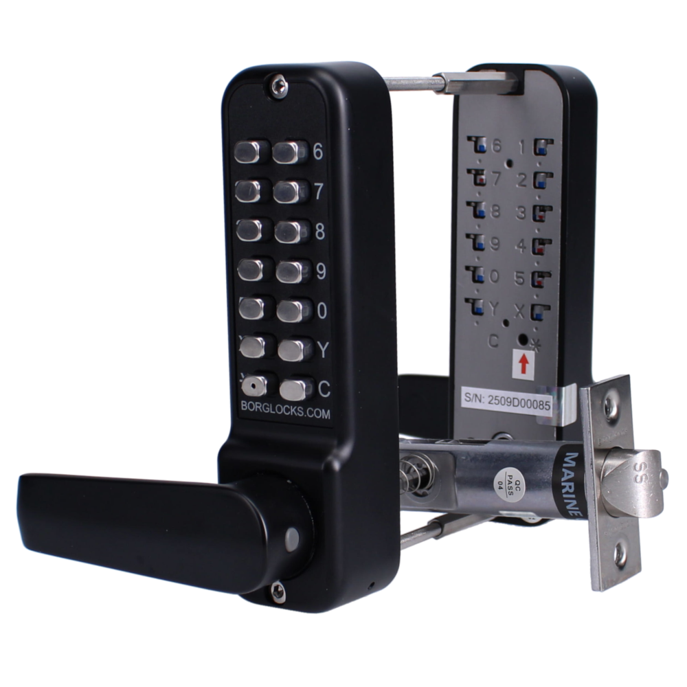BORG LOCKS BL4441 MG Pro ECP Easicode Pro Marine Grade Double Sided Mortice Latch With 60mm Tubular Latch - Black (Marine Grade Pro) BORG LOCKS BL4441 MG Pro ECP Easicode Pro Marine Grade Double Sided Mortice Latch With 60mm Tubular Latch - Black (Marine Grade Pro)