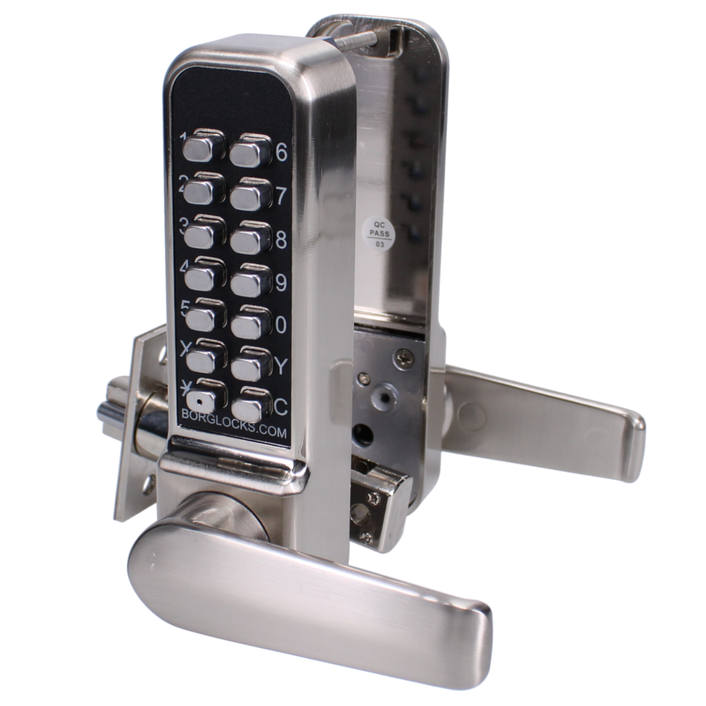 BORG LOCKS BL2401 Easicode Digital Lock With Optional Holdback Satin Steel - Satin Stainless Steel BORG LOCKS BL2401 Easicode Digital Lock With Optional Holdback Satin Steel - Satin Stainless Steel