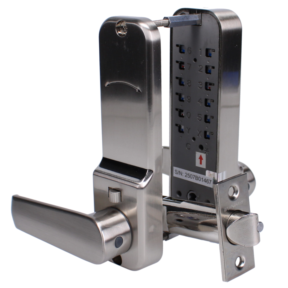 BORG LOCKS BL2401 Easicode Digital Lock With Optional Holdback Satin Steel - Satin Stainless Steel BORG LOCKS BL2401 Easicode Digital Lock With Optional Holdback Satin Steel - Satin Stainless Steel