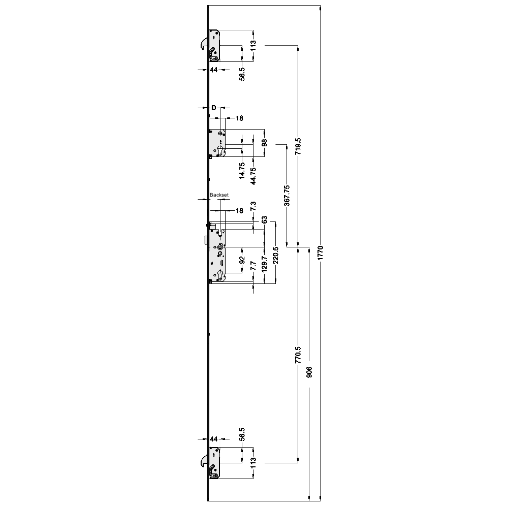 WINKHAUS AV4-F Heritage 2070 Auto Locking Latch & Deadbolt 20mm Radius 1770mm Length 2 Hook WINKHAUS AV4-F Heritage 2070 Auto Locking Latch & Deadbolt 20mm Radius 1770mm Length 2 Hook