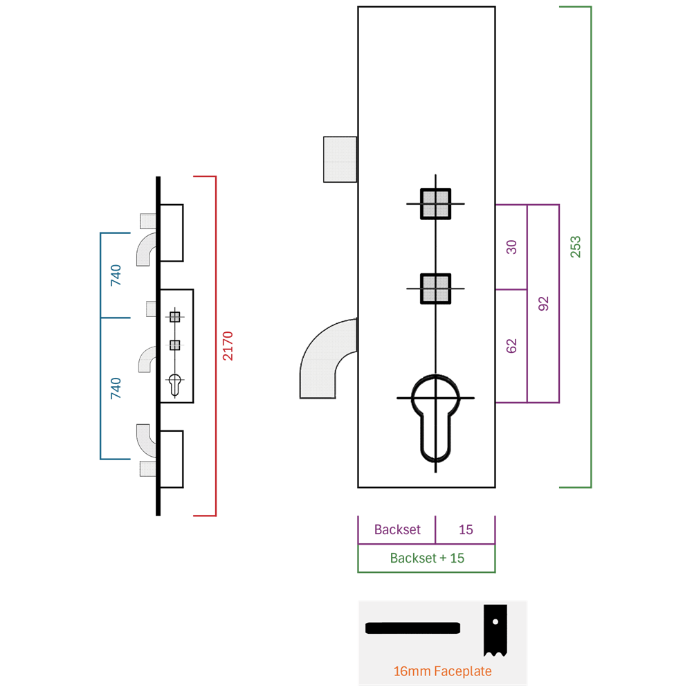 SAFEWARE 8 Lever Operated Latch & Hookbolt Twin Spindle - 2 Hook 2 Bolt SAFEWARE 8 Lever Operated Latch & Hookbolt Twin Spindle - 2 Hook 2 Bolt