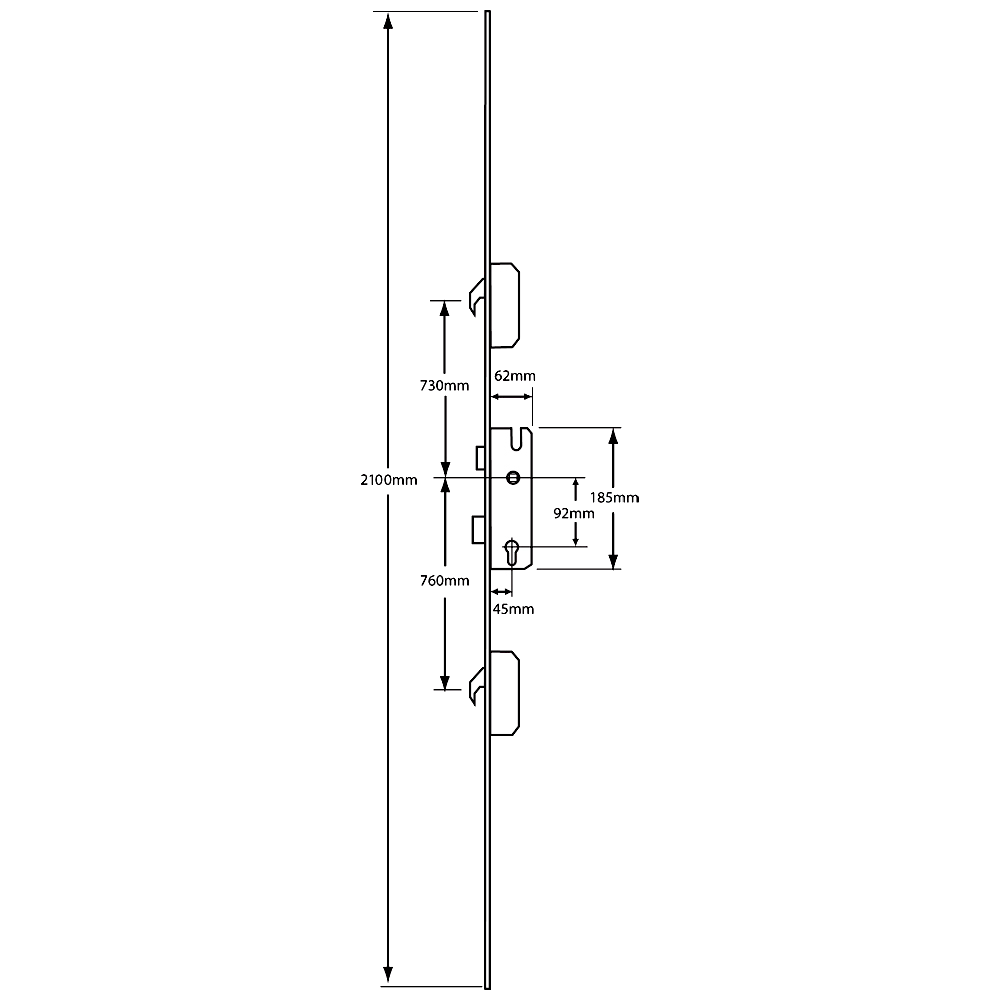 WINKHAUS Cobra Keywind Latch & Deadbolt 16mm Flat Single Spindle - 2 Hook WINKHAUS Cobra Keywind Latch & Deadbolt 16mm Flat Single Spindle - 2 Hook