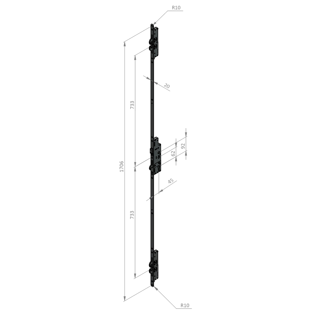 INGENIOUS Duplex Lever Operated Latch & Hookbolt - 4 Hook INGENIOUS Duplex Lever Operated Latch & Hookbolt - 4 Hook
