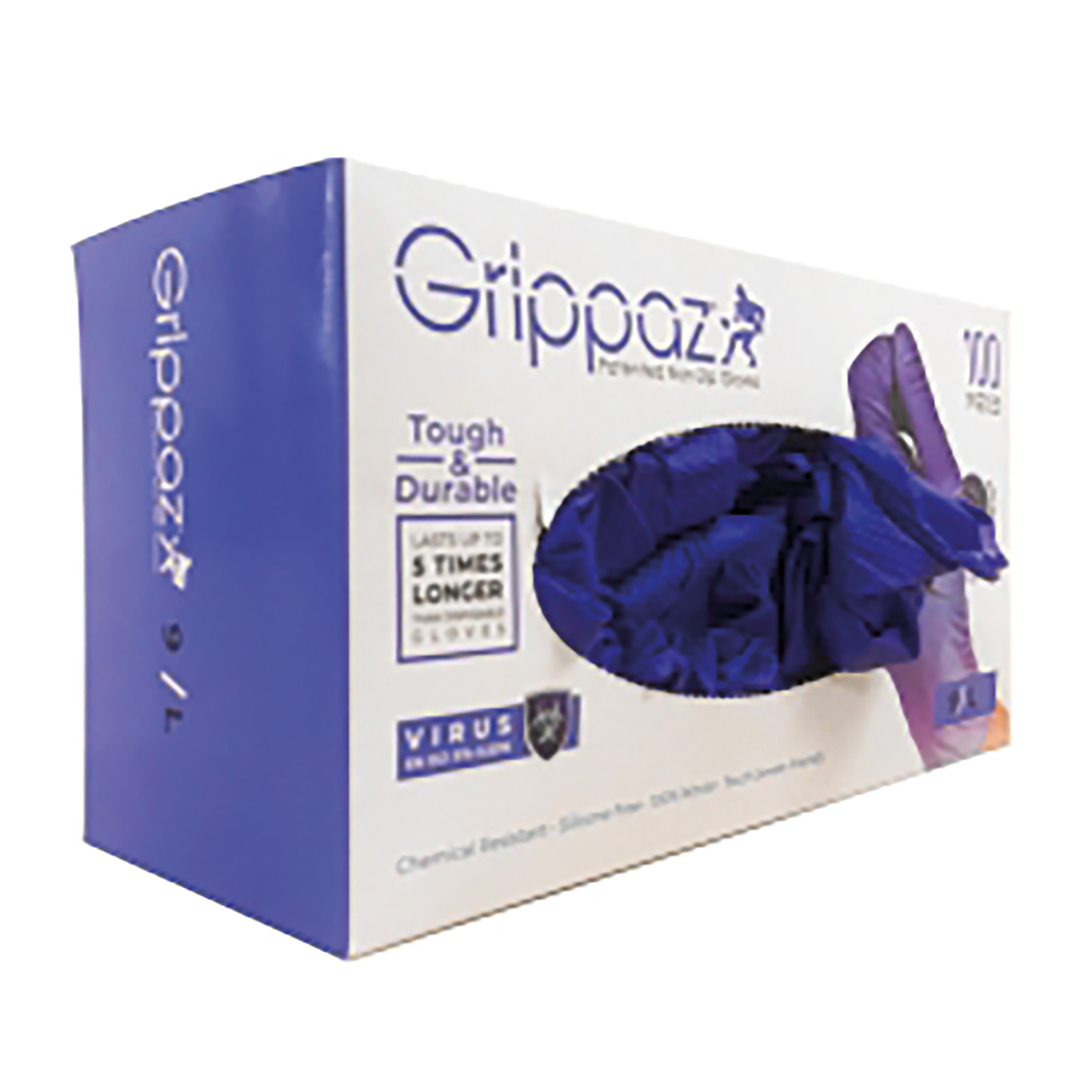 GRIPPAZ BLUE GLOVES L BOX OF 100 GLOVES