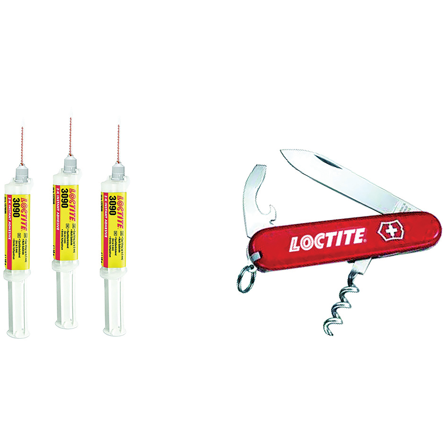 LOCTITE3090 10G PROMO PK OF 3 C/W SWISS ARMY KNIFE