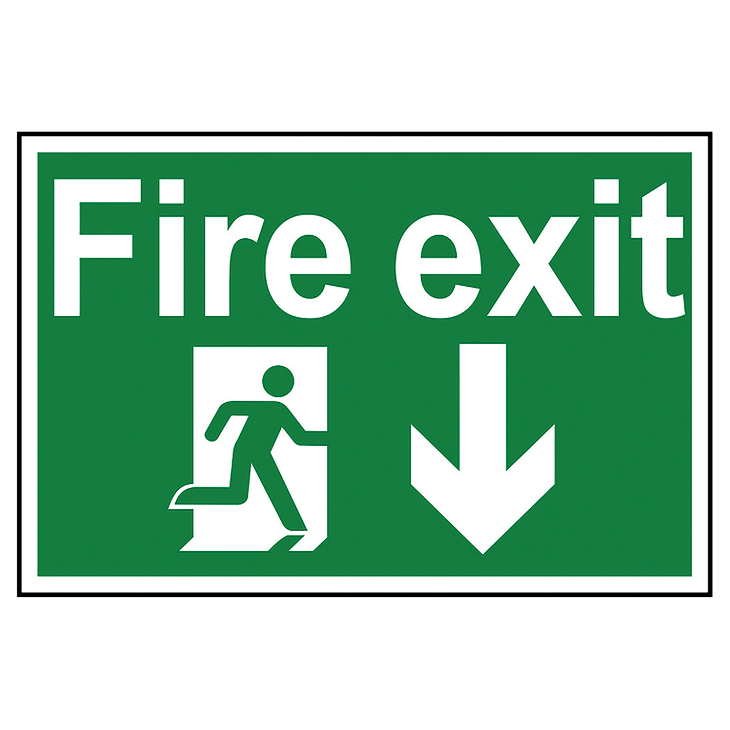 300 x 200mm Fire Exit Arrow Down Sign