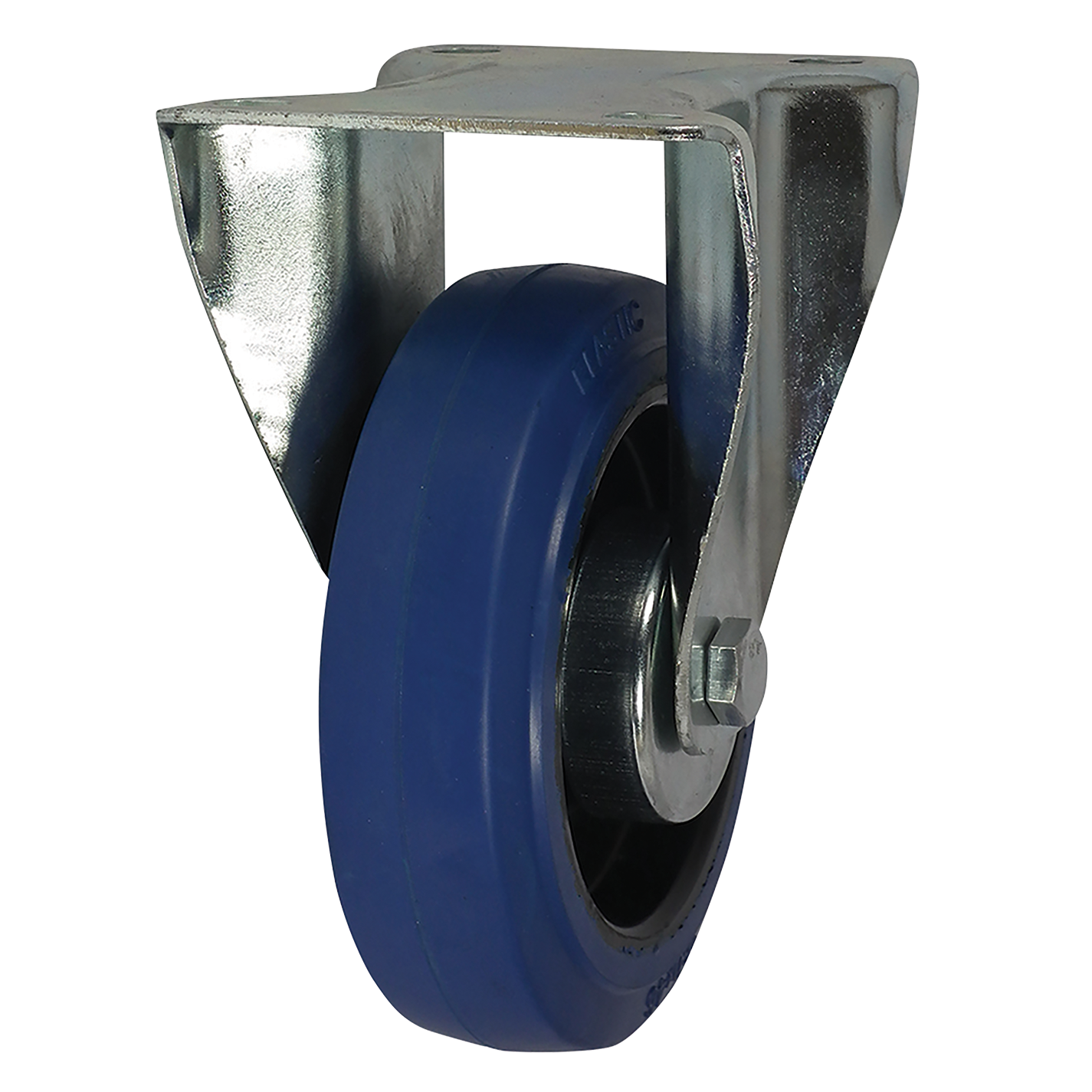 BLUE RUBBER TYRE 125MM 200KG FIXED