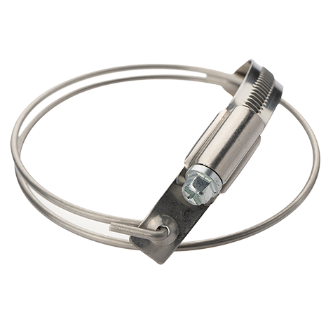 Hose Clamp for watertight attachment of heavy, externally corrugated spiral hoses, Suitable For Hose AIRDUC : 345; 355,