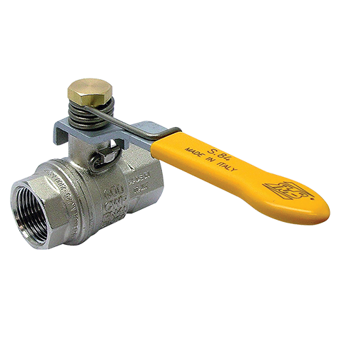 1/4"BSPF Brass Ball Valve Yellow Hdle Ni Plated
