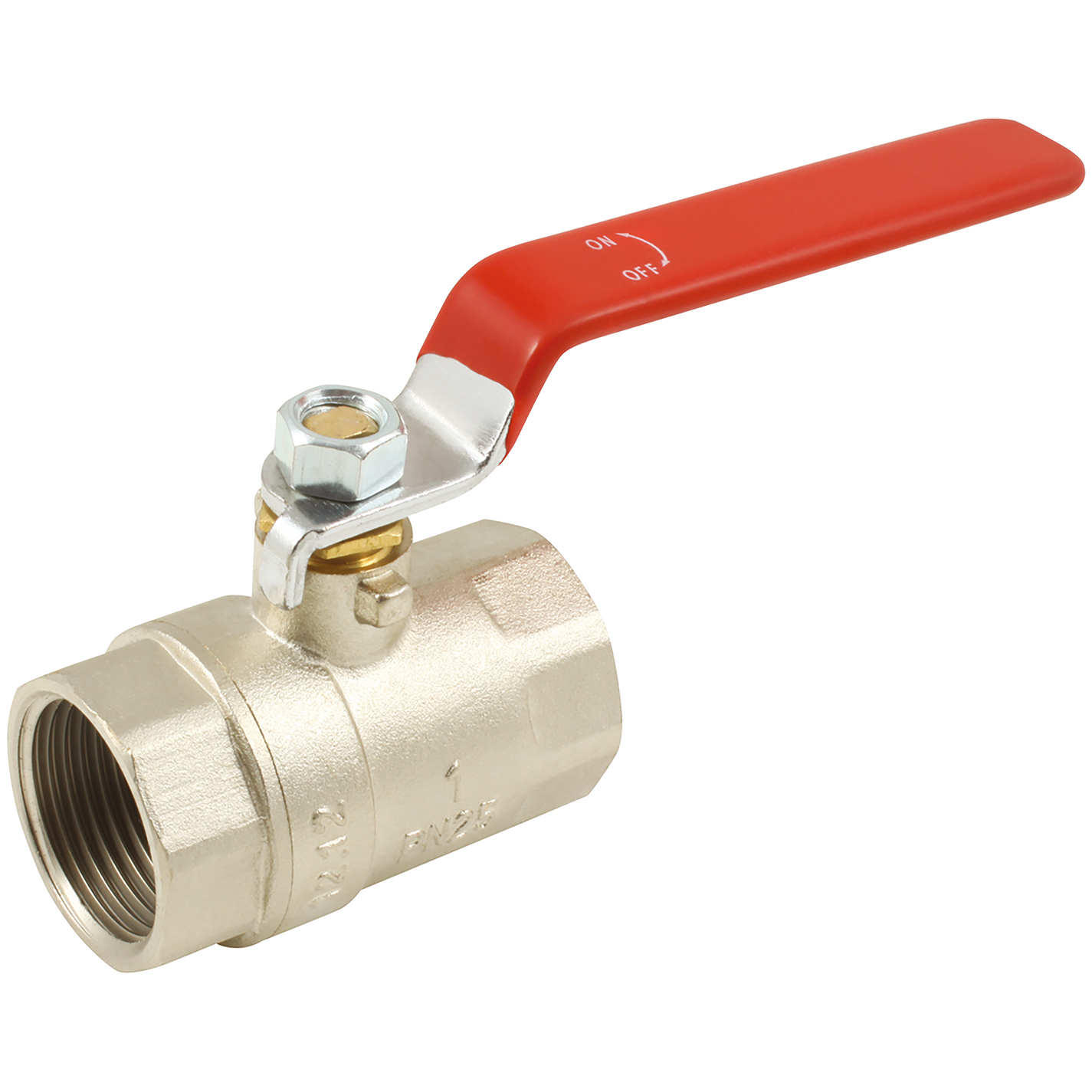 3/4" BSPP Brass Ball Valve Red Steel Long Handle / Brass Ball Valve
