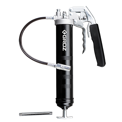 Dual Pistol/Lever Handle Grease Gun, 2 way operating telescopic handle, Pistol type: Ideal for use in confined spaces, Lever type: For high pressure & high volume application, Filling options: 400gm (14 oz.) grease cartridge, Bulk, Suction or filler pump, Suitable for use with NLGI 1, 2 and 3 grease