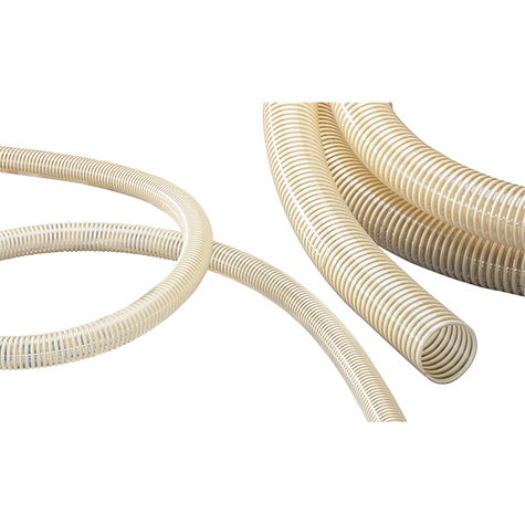 Alimentary suction/discharge hose, PVC inner layer, PVC outer layer, slightly corrugated construction cover, rigid PVC spiral ,with copper stranded wire, smooth interior, Temperature Range -15°C to 60°C