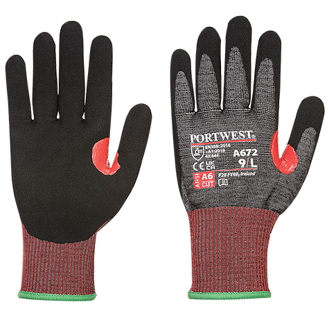 Nitrile Cut Glove Level F Black L, Portwest