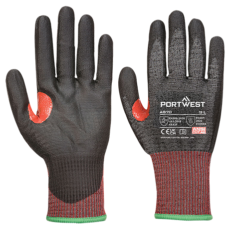 PU Cut Glove Level F Black XL, Portwest