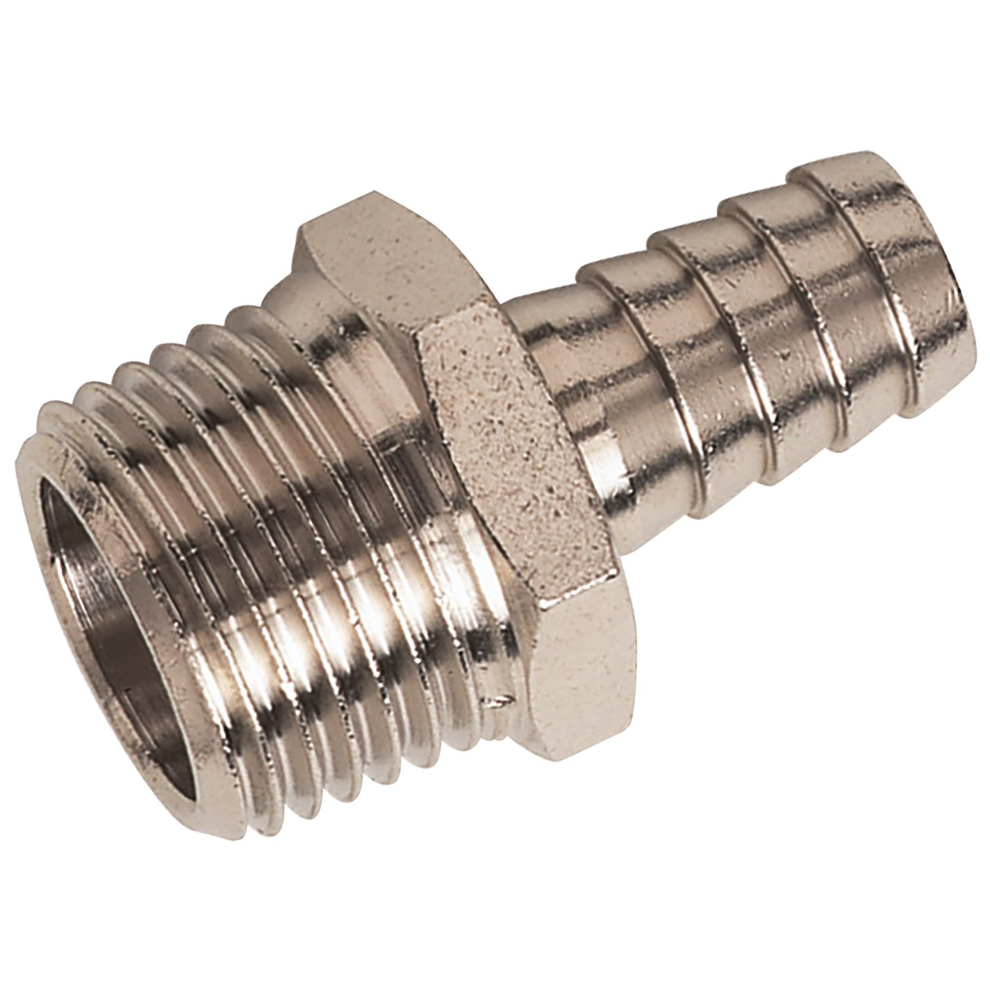 3/4" BSPT Male Straight Hose Tails, Nickel Plated Brass