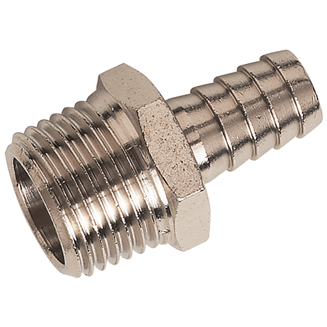 1/8" BSPT Male Straight Hose Tails, Nickel Plated Brass