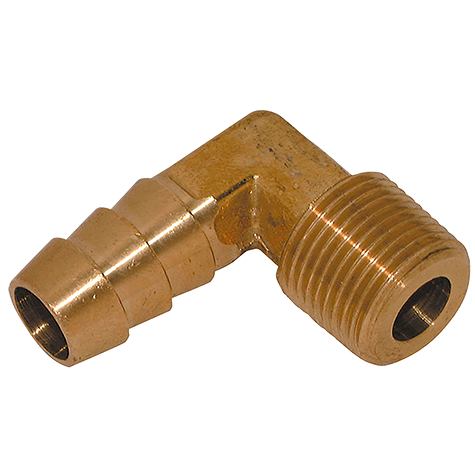 1/4" BSPT Male Elbow Hose Tails, Brass