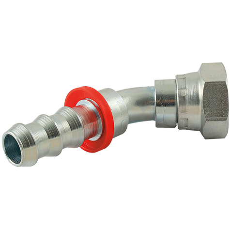 1.1/16" JIC Female x Hose Tail 45° Elbow