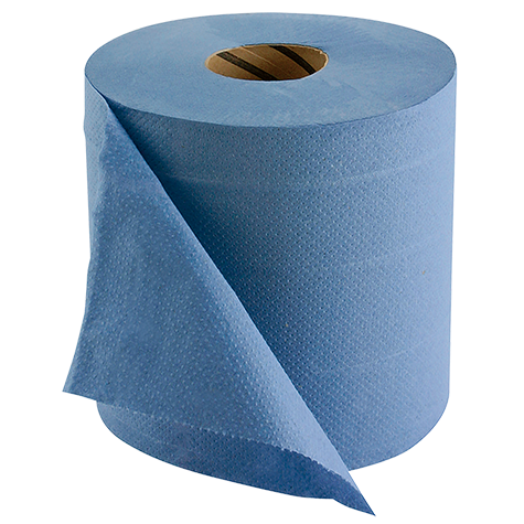 2 PLY BLUE EMBOSSED CENTRE FEED ROLL