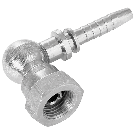 1" BSP Female 60° Cone x Hose Tail Compact 90° Elbow