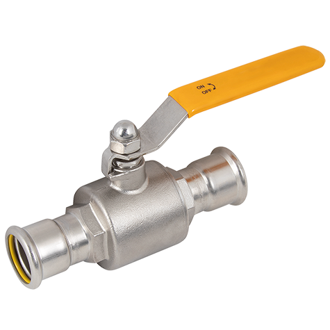 54MM YEL HANDLE S/S GAS LEVER BALL VALVE