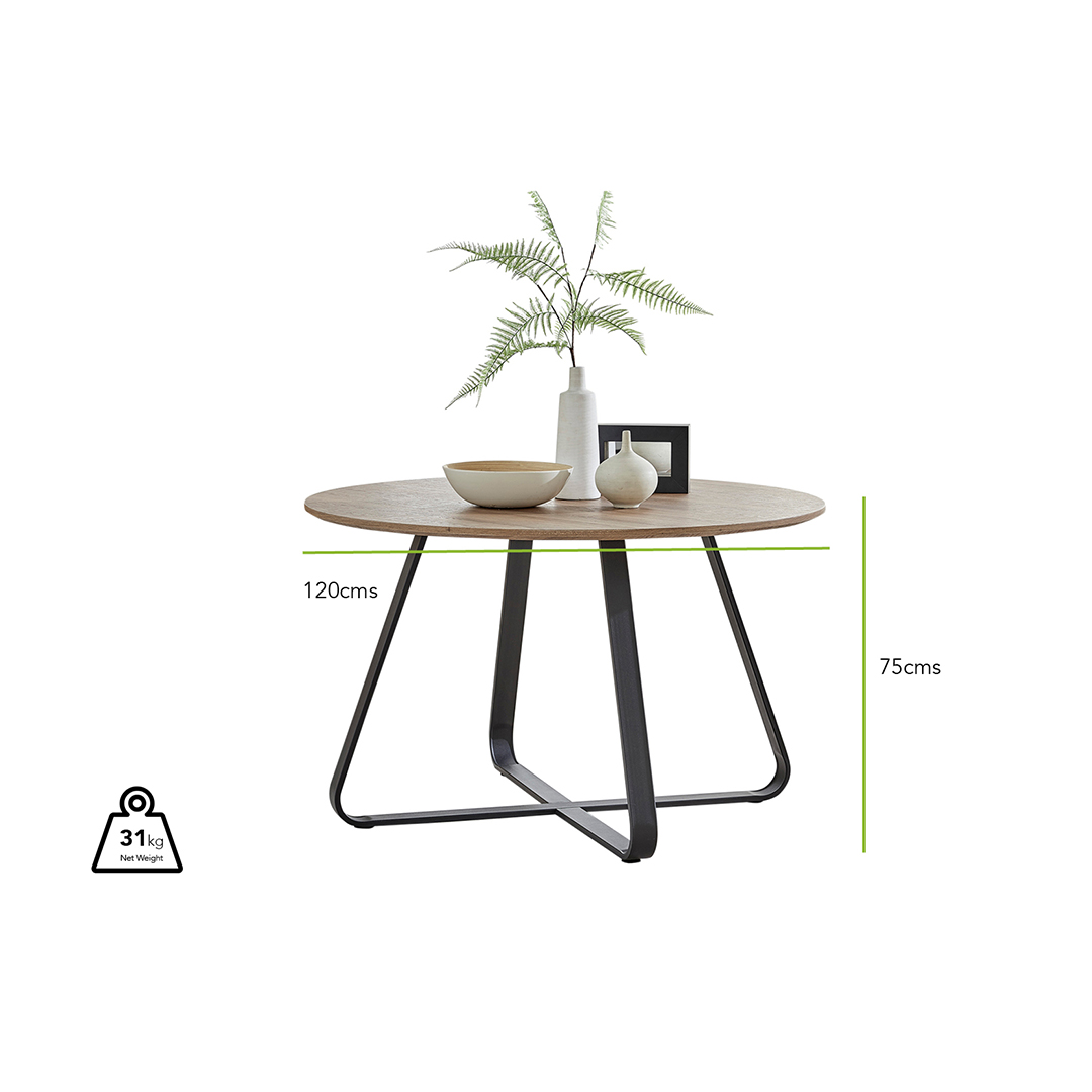 Santorini Round Brown Wood 6 Seater Dining Table