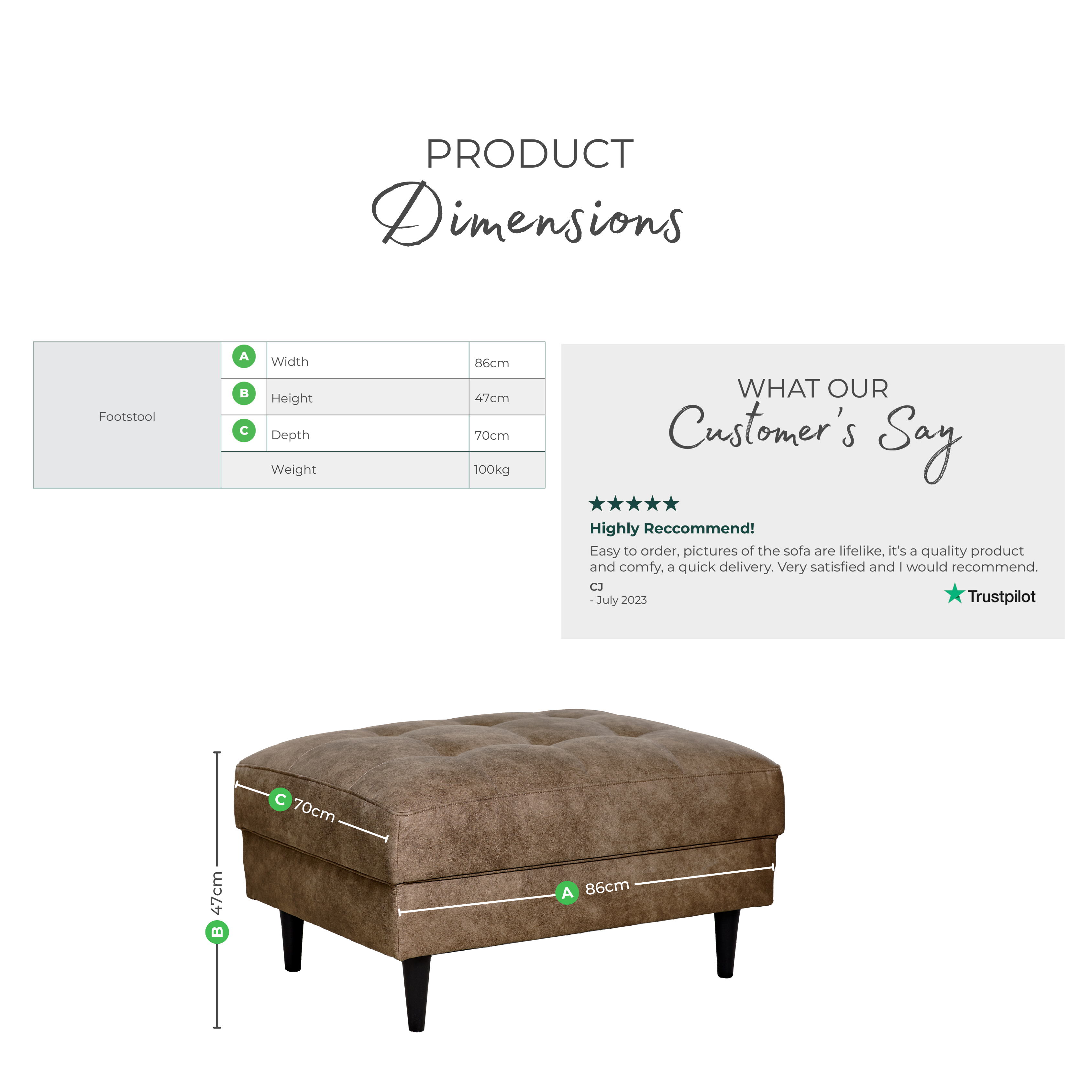 Jolene Brown Faux Leather Footstool