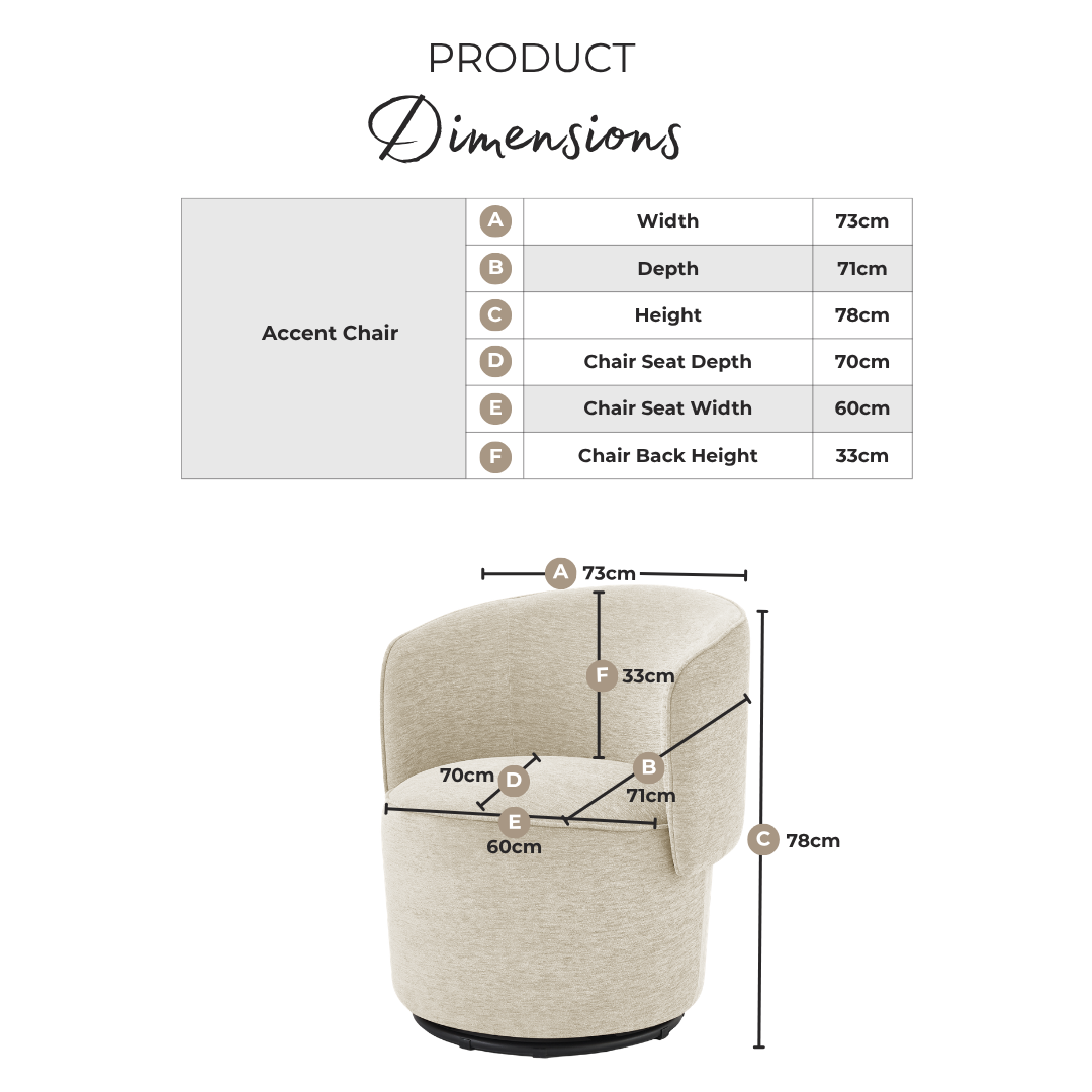 Liode Cream Fabric Round Swivel Accent Chair