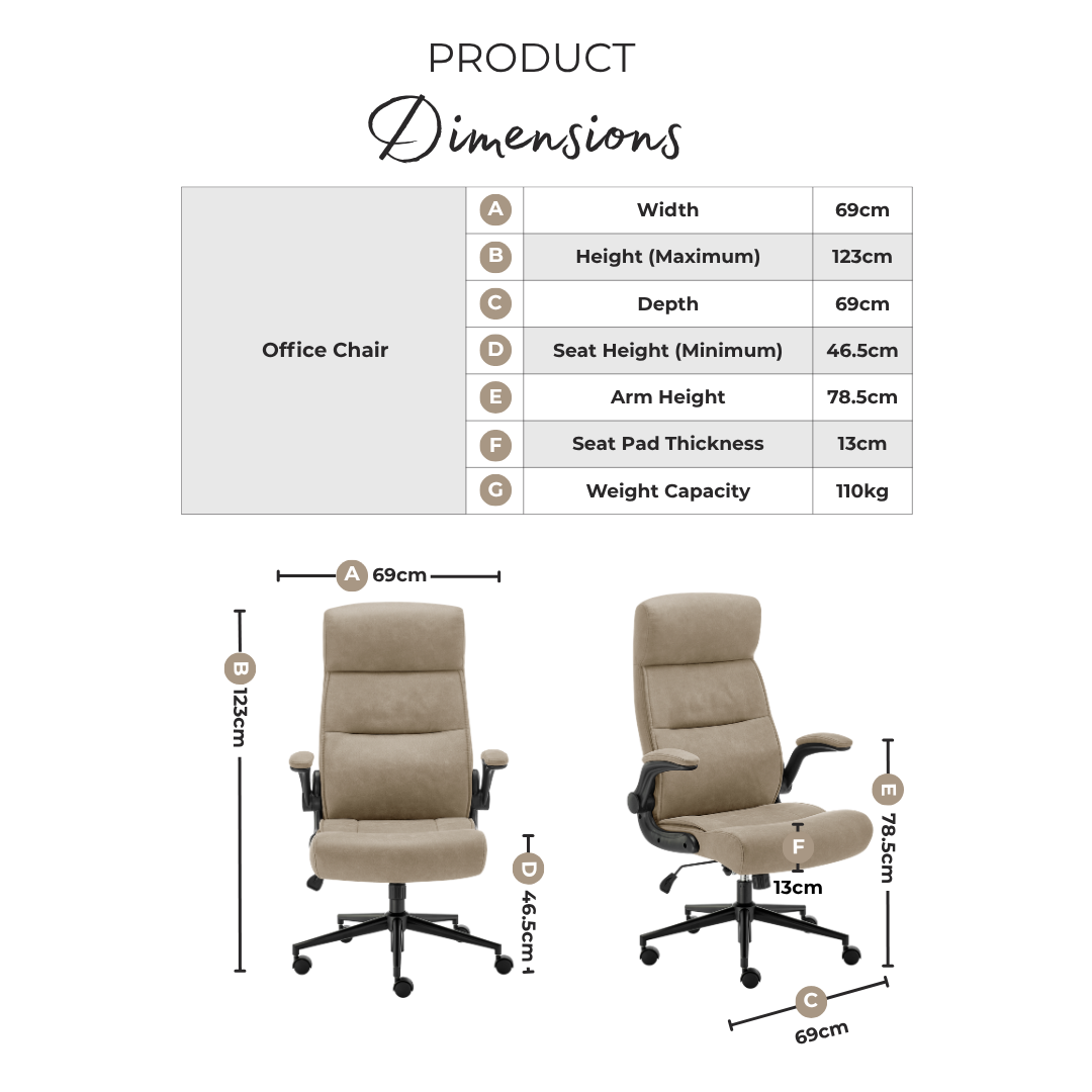 Greer Beige Faux Leather Executive Swivel Office Chair