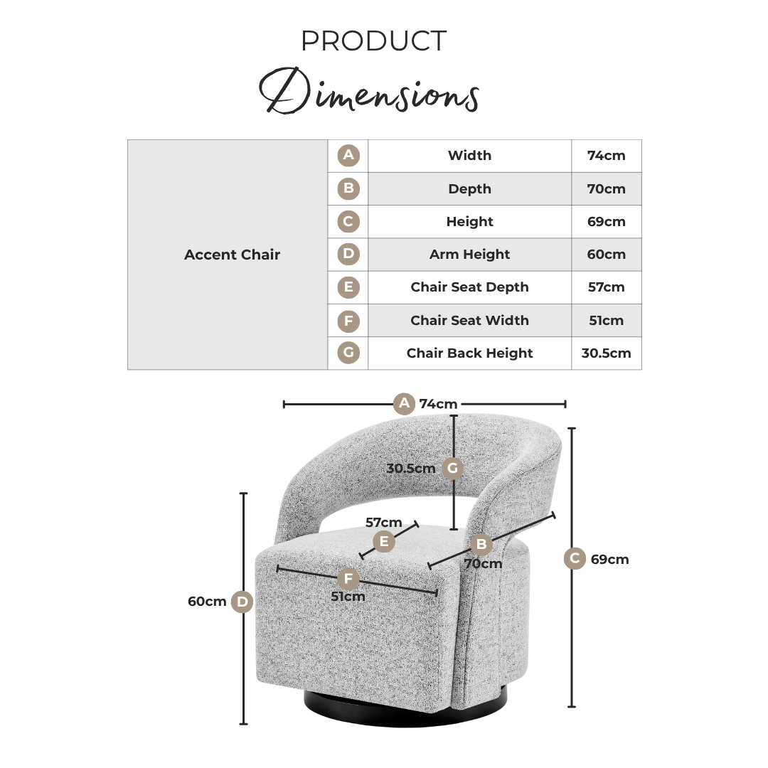 Odessa Grey Fabric Swivel Accent Chair