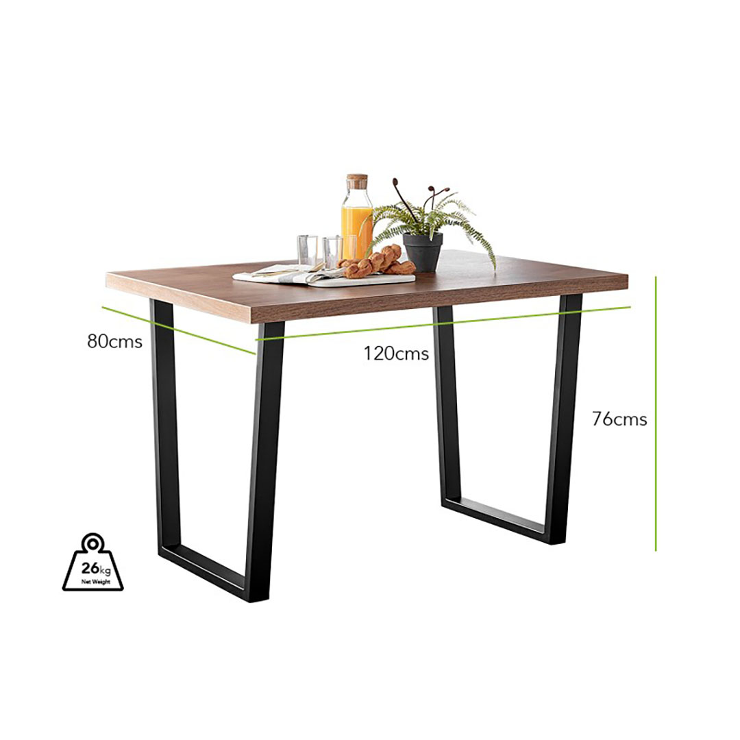 Kylo Rectangular Brown Wood Veneer 4 Seater Dining Table