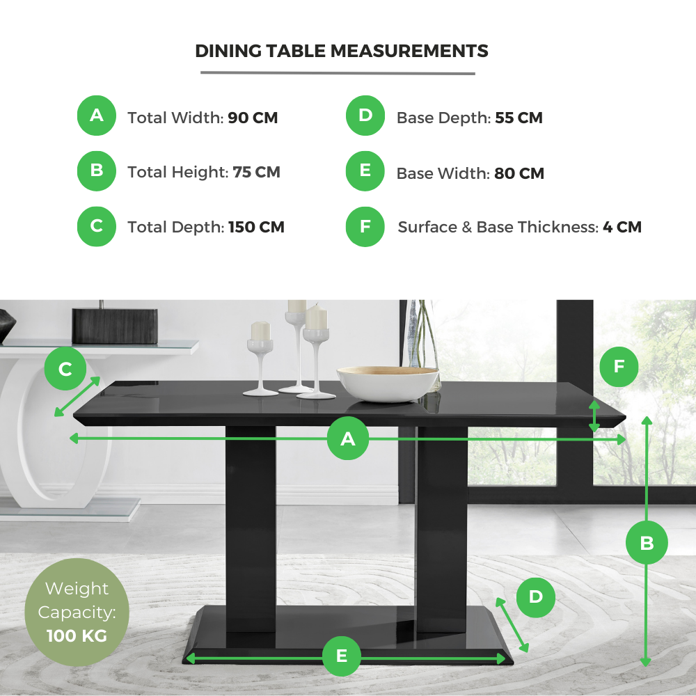 Imperia Rectangular White High Gloss 6 Seater Dining Table