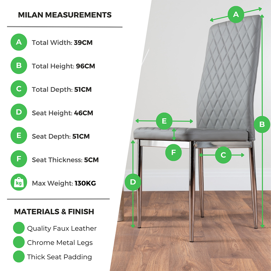 4x Milan Cappuccino Beige Hatched Faux Leather Dining Chairs Silver Legs