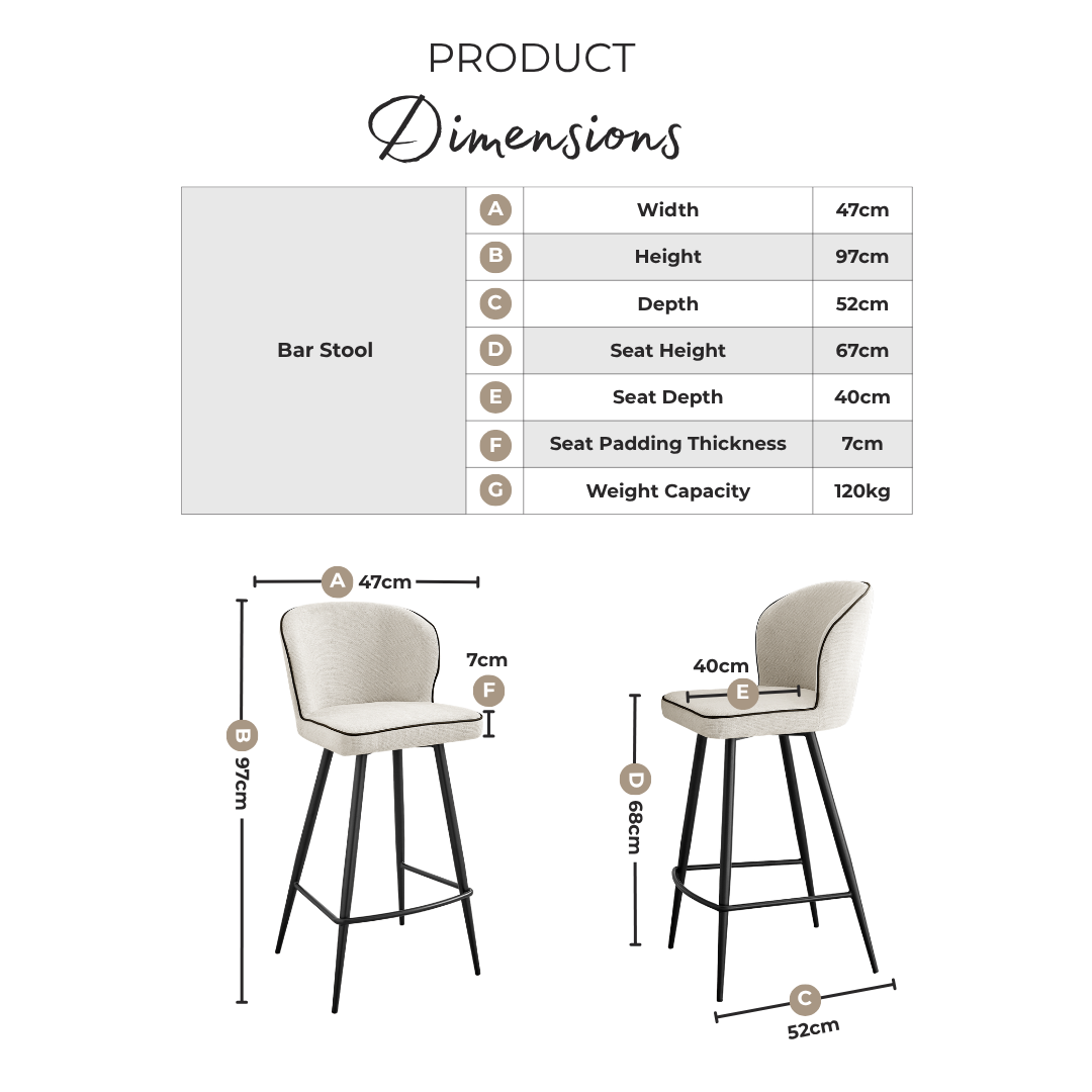 2x Catriona Grey Fabric Bar Chairs