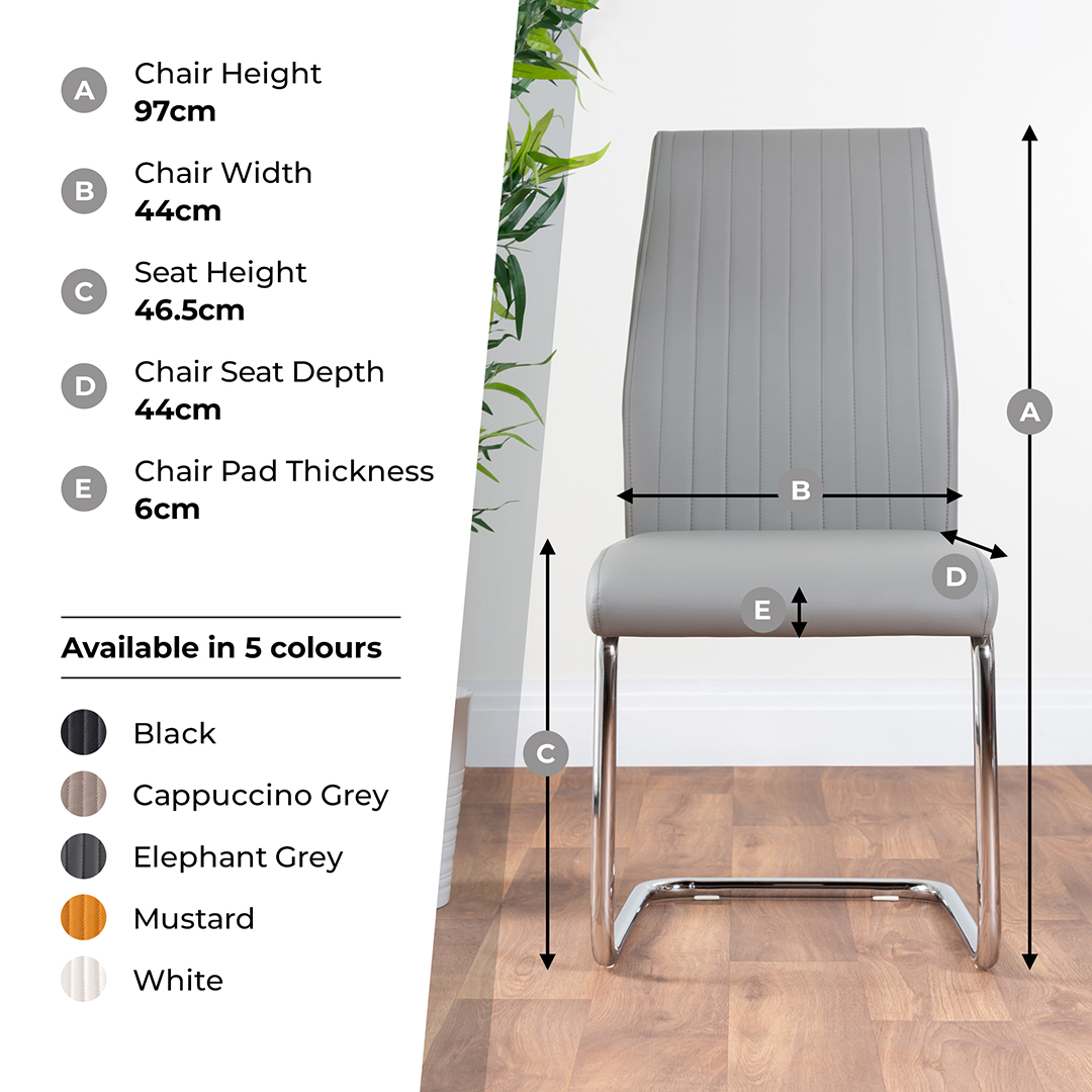 2x Lorenzo Grey Faux Leather Dining Chairs