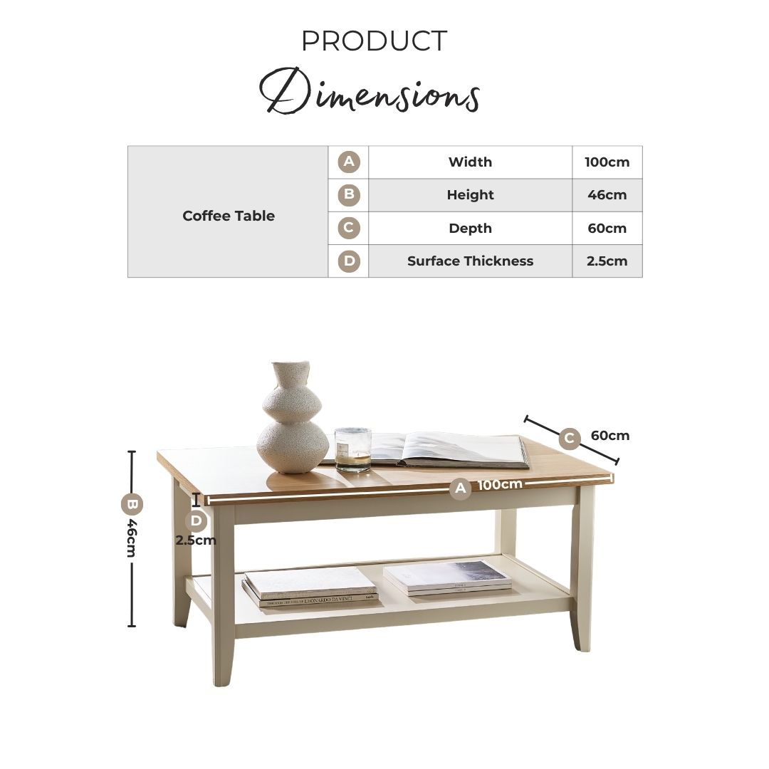 Eden Rectangular Whitewashed & Light Grey Coffee Table