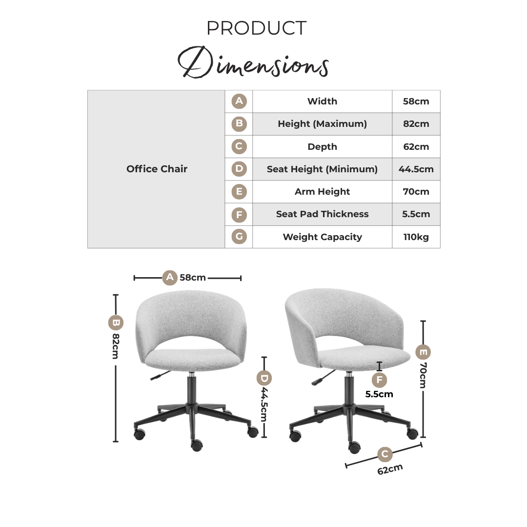 Delaney Green Fabric Swivel Office Chair