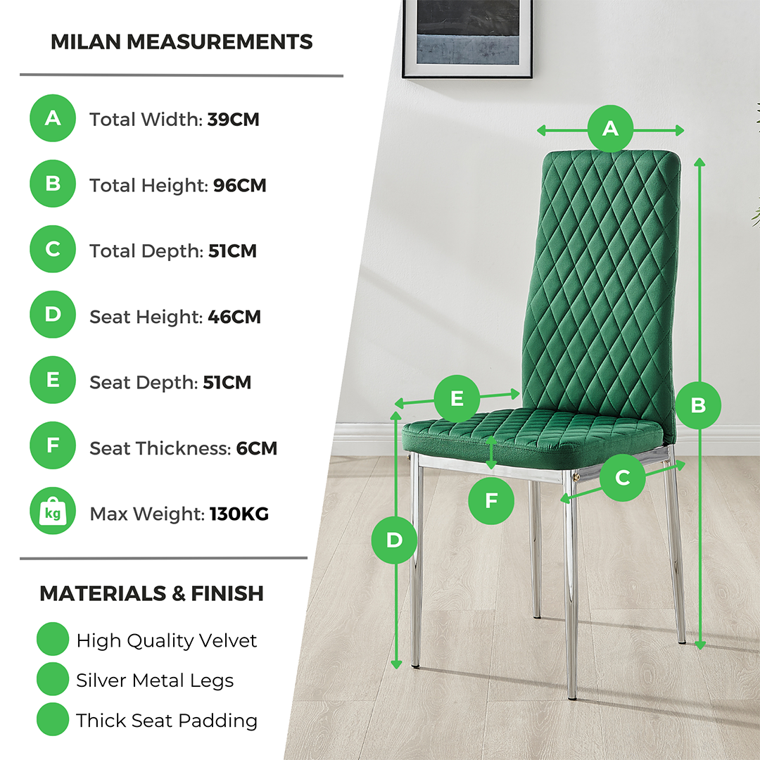 6x Milan Grey Hatched Velvet Dining Chairs Silver Legs